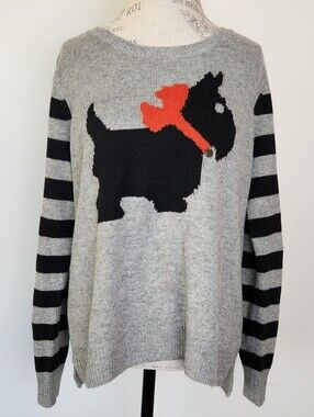 Stripe Knit Scotty Dog Sweater